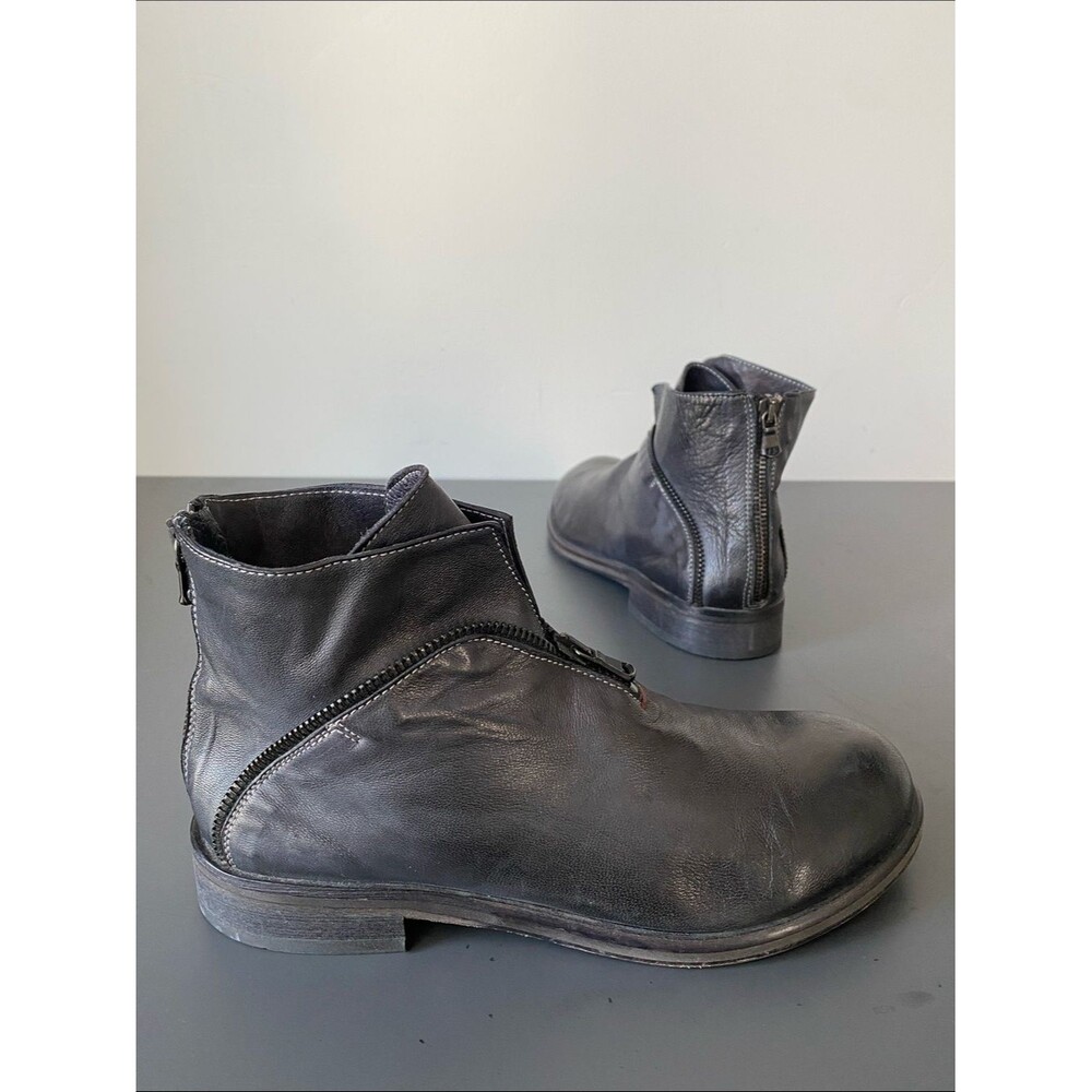 Vero Cuoio Black Leather Ankle Zip Booties Italy Made Sz 39.5 (US 9-9.5) Grunge